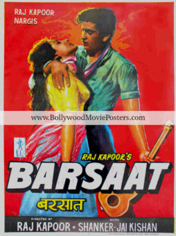 Barsaat poster for sale: Buy old 1949 Raj Kapoor movie poster