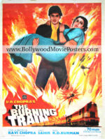 Hand painted Bollywood movie poster for sale: The Burning Train