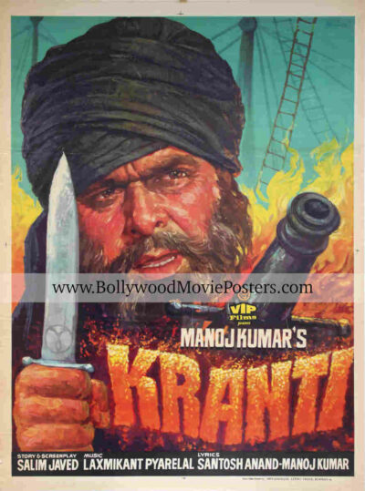 Illustrated movie poster art for sale: Buy rare original Kranti vintage poster