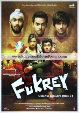 Hindi comedy posters for sale: Fukrey 2013 Bollywood movie