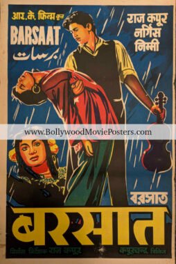 Barsaat 1949 poster: Raj Kapoor Nargis old Bollywood movie