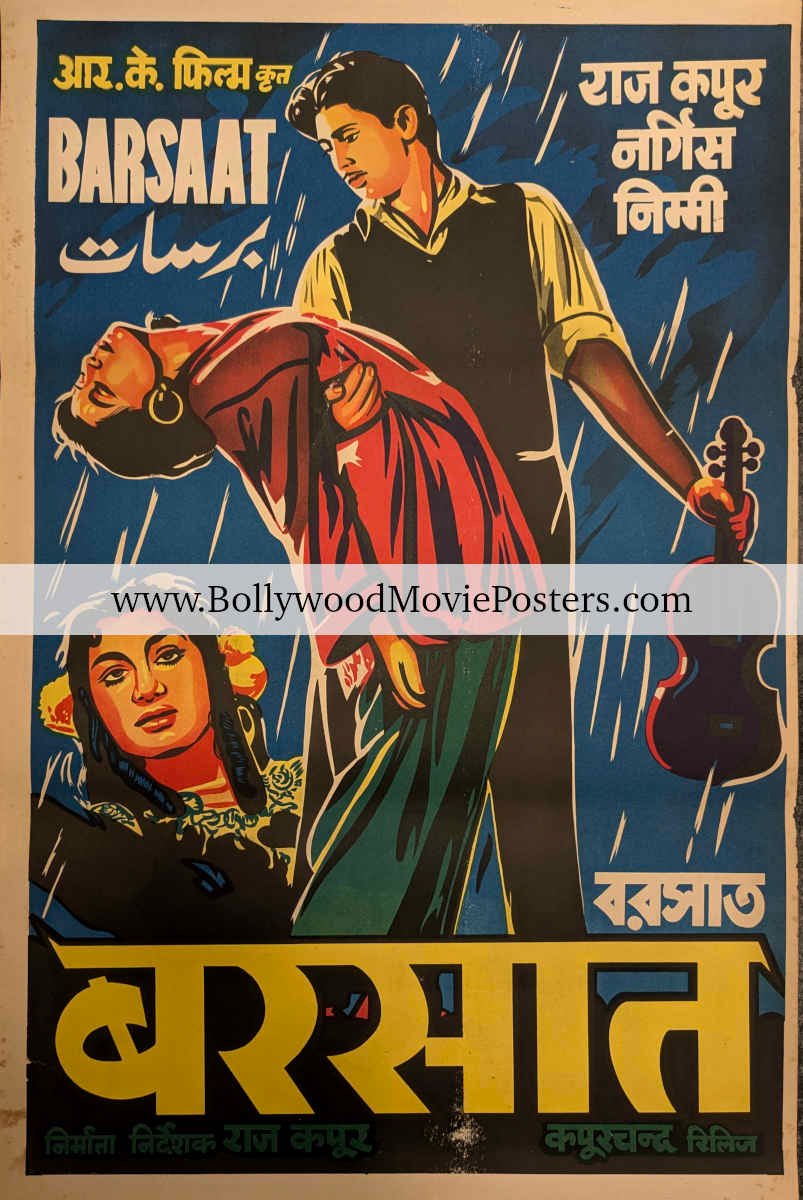 Barsaat 1949 poster: Raj Kapoor Nargis old Bollywood movie