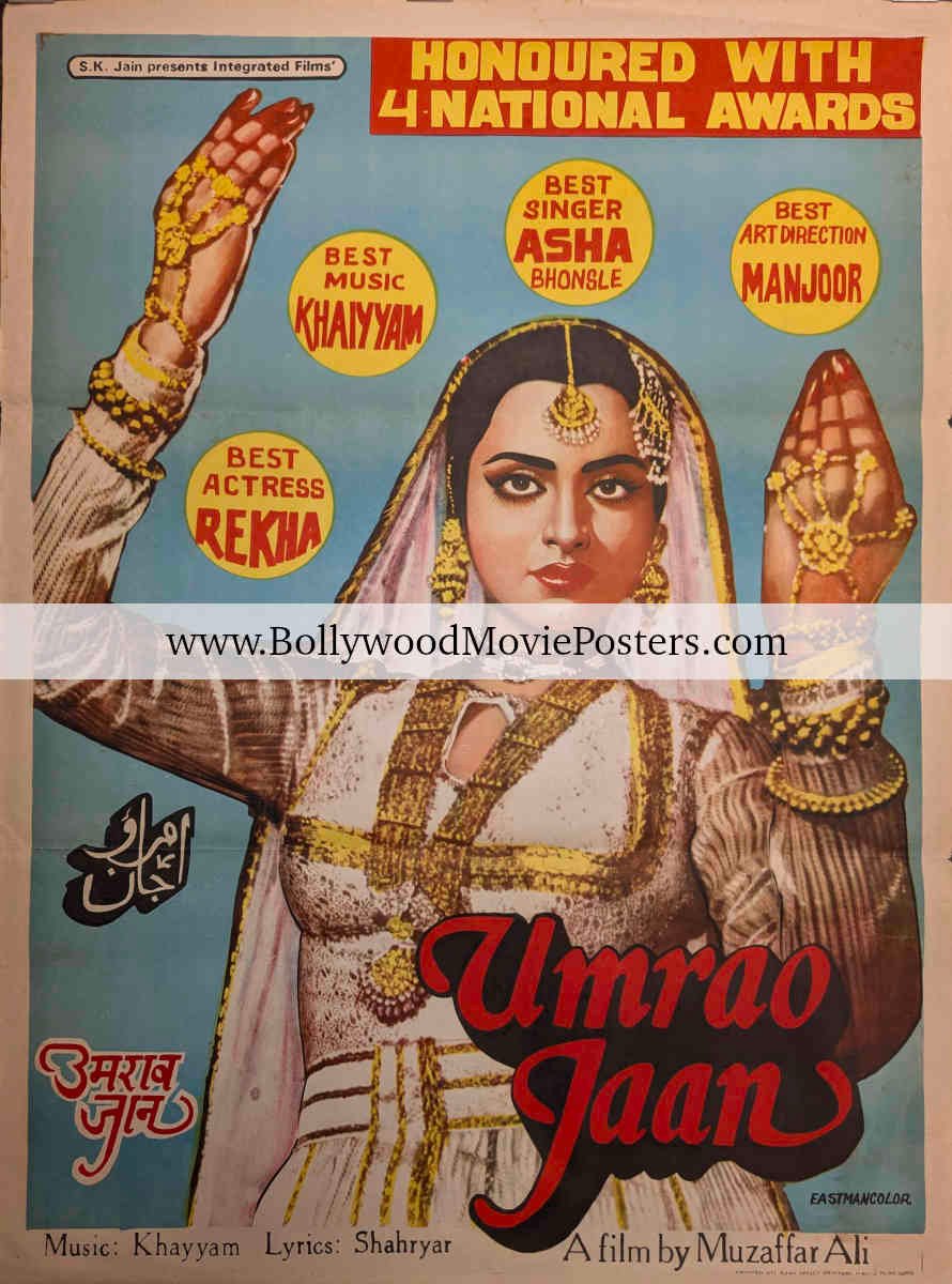 Umrao Jaan 1981 poster original: Old Rekha Bollywood movie