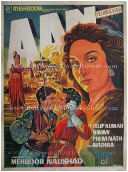 Aan 1952 Dilip Kumar Nadira old hand painted Bollywood posters photos for sale