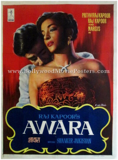 Awara movie poster Raj Kapoor Nargis old 1951 film vintage Bollywood