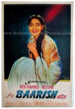 Baarish Dev Anand Nutan old vintage hand painted Bollywood movie posters for sale