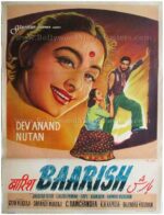 Baarish Dev Anand Nutan old vintage hand drawn Bollywood movie posters for sale