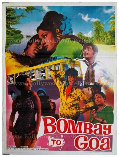 Bombay to Goa Amitabh Bachchan old hand painted vintage Bollywood movie posters for sale