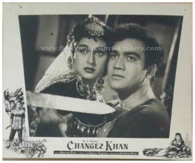 Changez Khan 1957 old bollywood movie black and white pictures photos stills lobby cards
