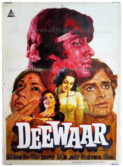 Deewaar Amitabh Bachchan old vintage hand painted original Bollywood movie posters for sale in Mumbai, India