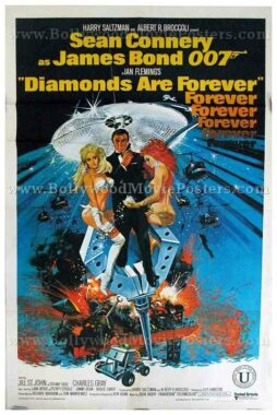 Diamonds are forever sean connery original old vintage hand painted international 007 james bond posters for sale