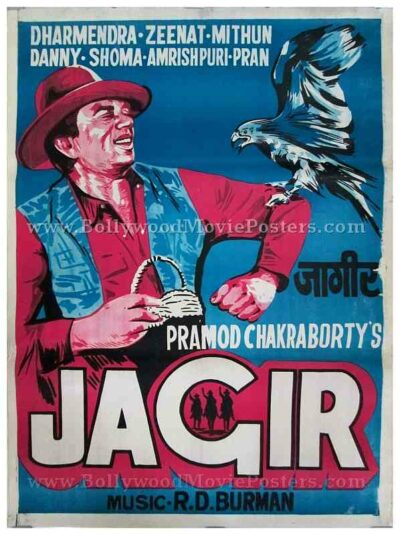 Jagir Dharmendra old vintage hand drawn Bollywood posters for sale