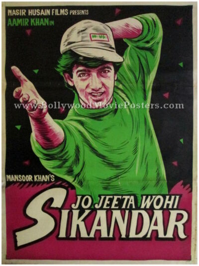 Jo Jeeta Wohi Sikandar movie poster aamir khan hand painted bollywood art