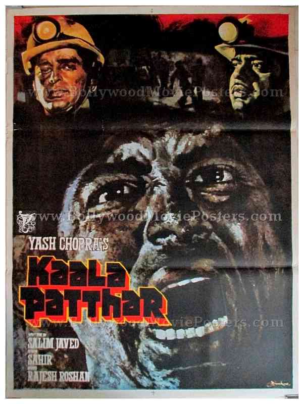 Kaala Patthar Amitabh Bachchan old hand painted vintage Bollywood movie posters for sale