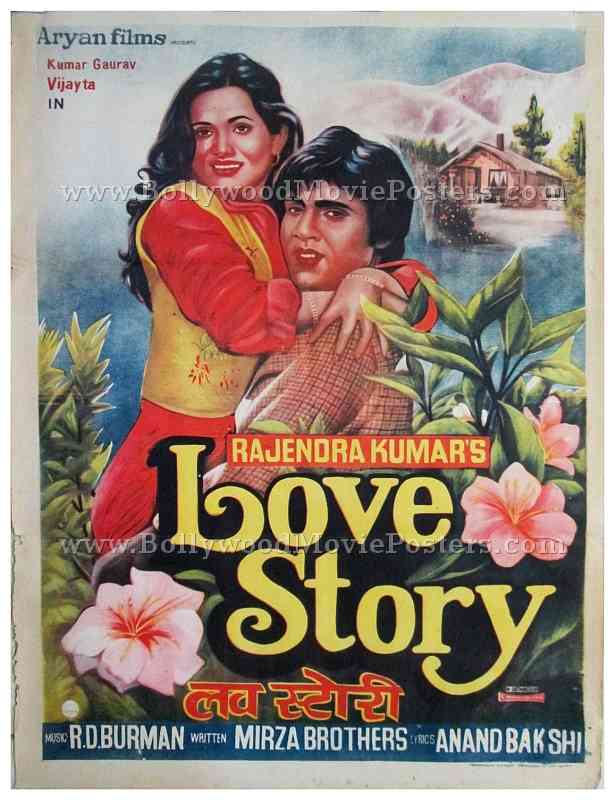 Love Story 1981 Kumar Gaurav old vintage hand painted Bollywood movie posters for sale