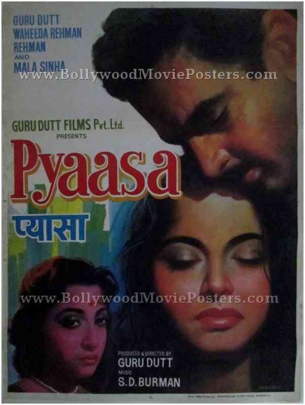 Pyaasa 1957 Guru Dutt Waheeda Rehman original Bollywood movie posters for sale