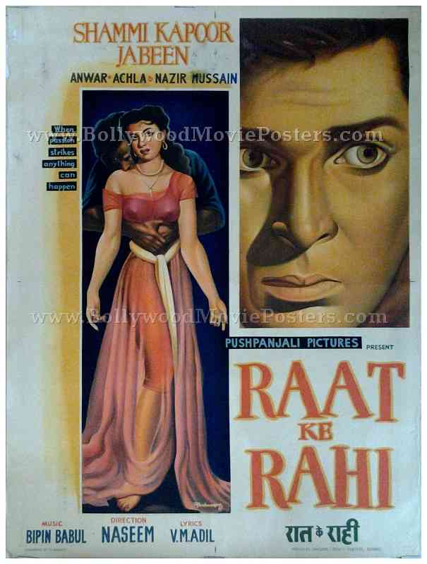Raat Ke Rahi Shammi Kapoor old hand painted Bollywood movie posters photos