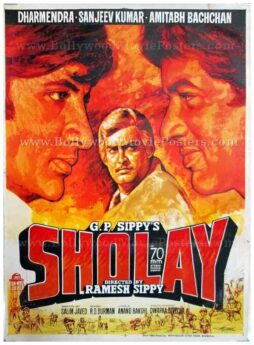 Sholay hand drawn old painted Indian movie posters for sale