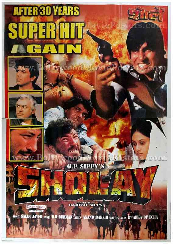 Sholay Gabbar Singh Jai Veeru old Indian film posters for sale