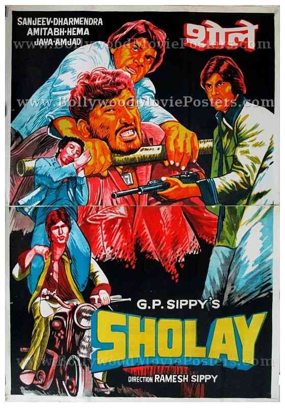 Sholay Hindi Old Film Poster Sholay Hindi Old Film Poster