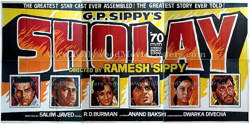 Sholay 1975 original old vintage Hindi Bollywood movie posters for sale online auction