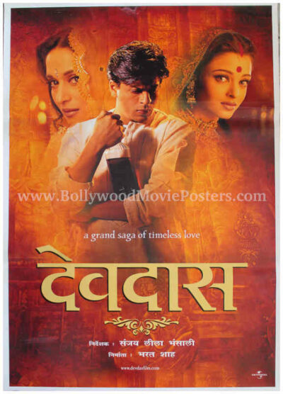 SRK Shahrukh Khan film poster Devdas movie Aishwarya Rai Madhuri Dixit
