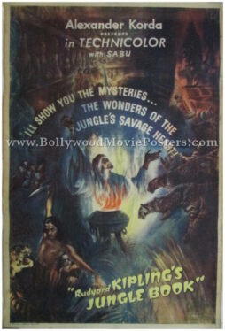 Vintage Jungle Book 1942 poster original old Hollywood movie India